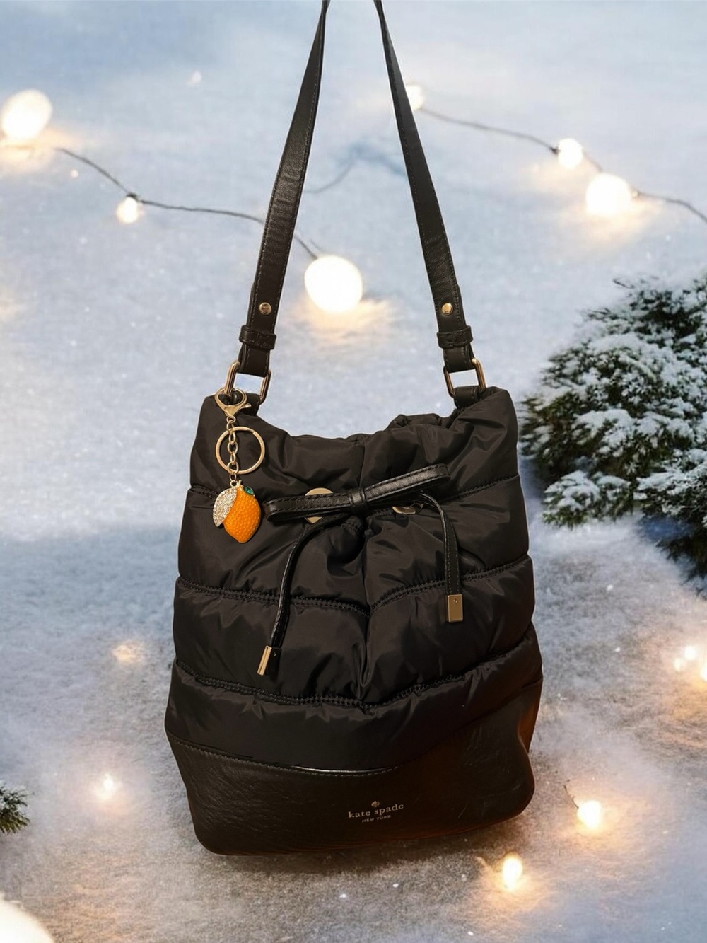 Kate Spade West Valley Quilted Puffer Valentine Drawstring Bag EUC
